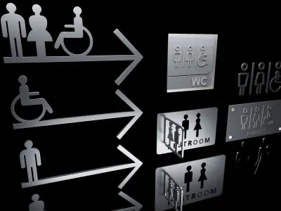 Restroom Directional Door Signs  3D model