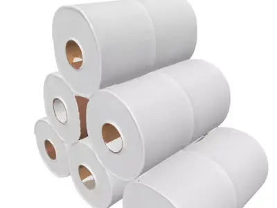 Industrial White Label Rolls Stack Low-poly 3D model
