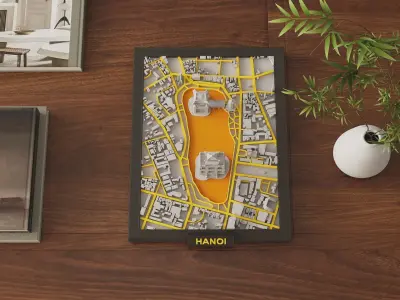 Hoan Kiem Lake Modular 3D Printable Map Hanoi  VietNam 3D print model