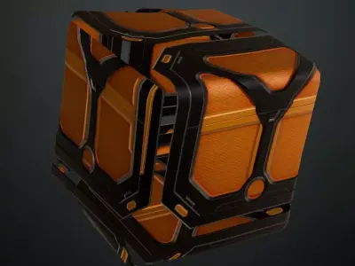 Orange Black Sci-Fi Door Transparent PBR Seamless Texture