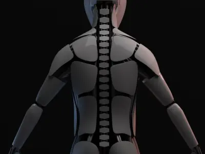 Futuristic robot - Game ready - Riged Low-poly 3D model