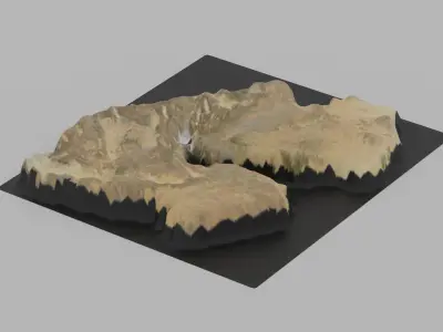 Djibouti Map Country Low-poly 3D model