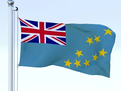 Animated Tuvalu Flag Low-poly 3D model