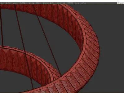 KAISER chandelier with two rings of glass and gold Low-poly 3D model