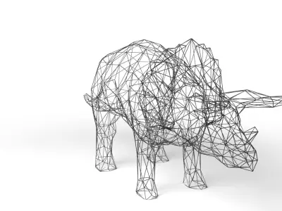 Triceratops Wireframe Low-poly 3D model