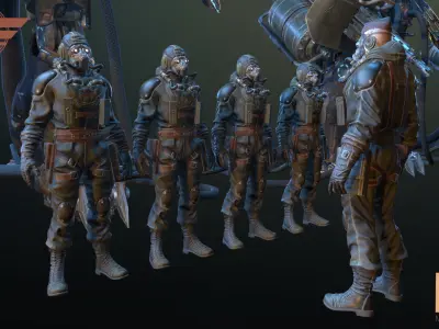 Dystopia Mech and Pilot Low-poly 3D model