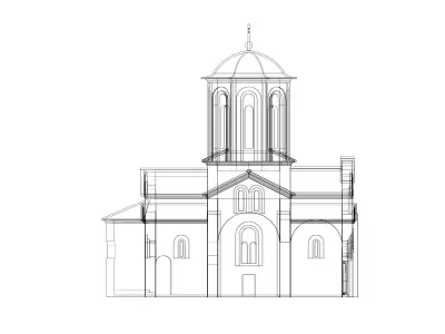 Serbian Orthodox Church Reconstruction Low-poly 3D model