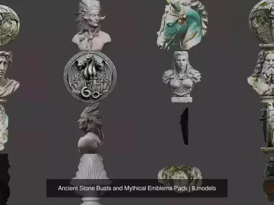 Ancient Stone Busts and Mythical Emblems Pack