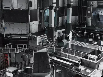 Modular Sci-fi low poly pack Trim Sheet texture Low-poly 3D model