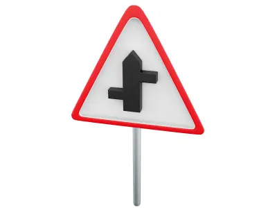 3d  Staggered junction sign cartoon icon 3D model