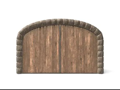 Very Large Medieval Wooden Door  Low-poly 3D model