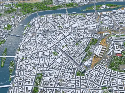 Prague Downtown Praha Czechia Low-poly 3D model