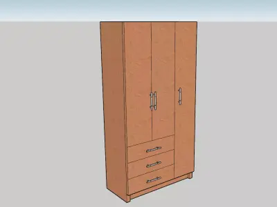 Wardrobe with doors and drawers Free 3D print model