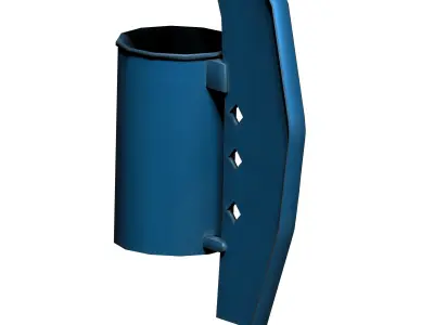 Blue metal modern cage type trash can Low-poly 3D model
