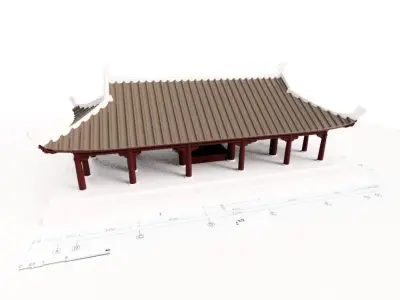 Asian Oriental Vietnamese temple shrine Low-poly 3D model