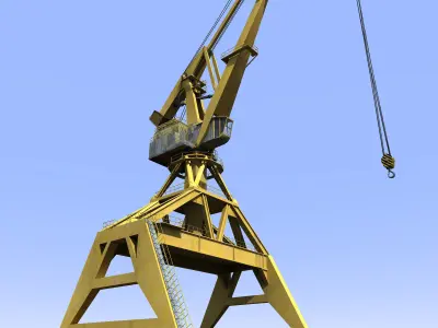 Crane Orange for shipyard cargo terminal or port 3D model