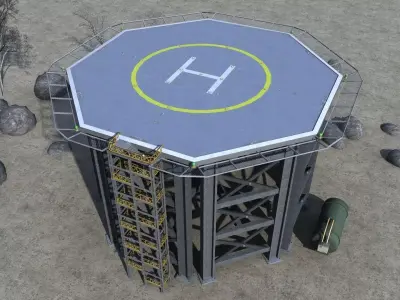 Helipad - industrial helicopter landing pad - Unity 3d package Low-poly 3D model