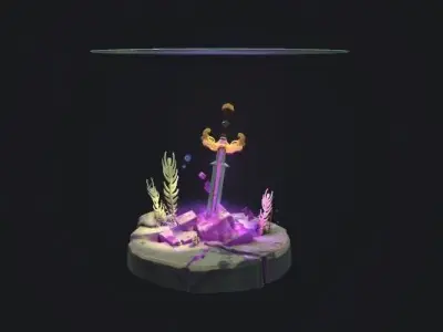 Underwater Stone Sword Low-poly 3D model