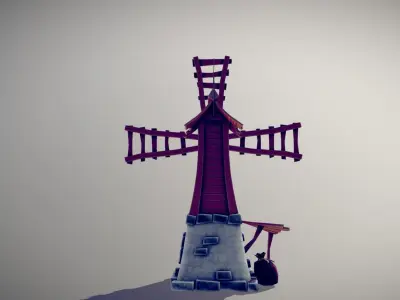 Windmill Stylized Low-poly 3D model