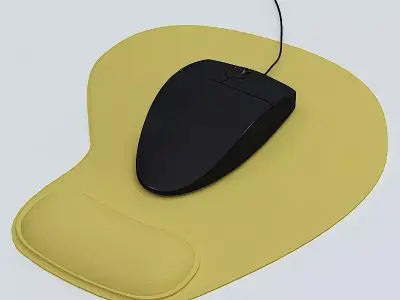 Mouse and Mouse Pad 3D model