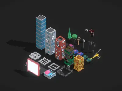 Lowpoly city set 3D model