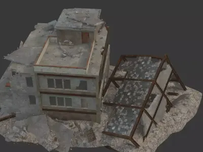 destroyed building  Low-poly 3D model