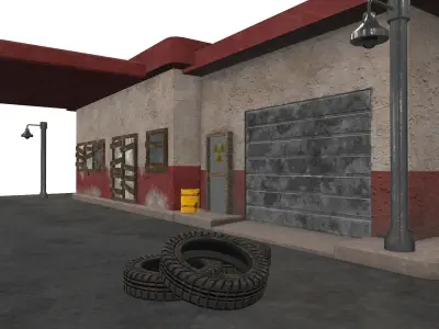 Desert Gas Station Low-poly 3D model