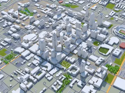 Charlotte Downtown North Carolina USA Low-poly 3D model