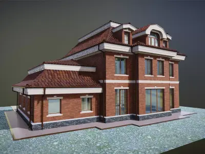 P0039  Residerntial House with Garage  England 3D model