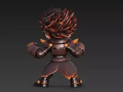 Chibi Molten-Core Armored Hero Sci-Fi 3D Character Model 3D model