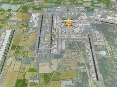 Beijing Daxing Airport 20km Low-poly 3D model