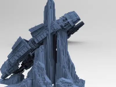 Alien Ship on mountain 3D 3D model