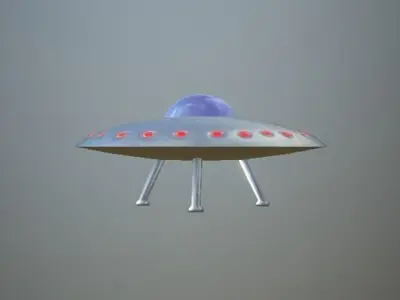 Low Poly UFO spaceship with lights Low-poly 3D model