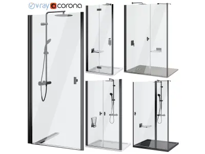 Shower doors Radaway Nes 8 Black set 140 3D model
