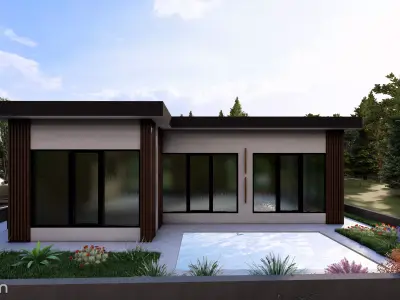 Modern Small House Minimalist One-Story Home Exterior 3D Model 3D model