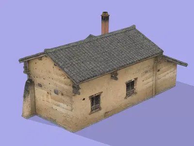 Traditional Rural Residential House Low-poly 3D model