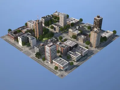 City medium size Low-poly 3D model
