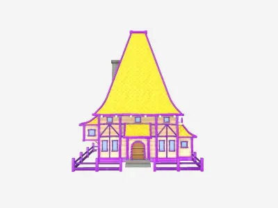 Medieval Building A03 Cartoon Purple - Scenery Backdrop House Low-poly 3D model
