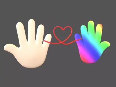 Hand with Red Line Icon v1 013 Low-poly 3D model