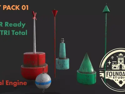 Buoy Pack 01 - VR AR Ready Game Asset - Foundation Studios Low-poly 3D model