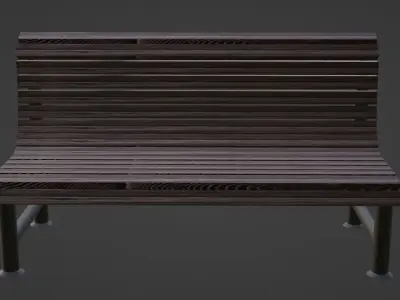 Park bench in 3 colors PBR Low-poly 3D model