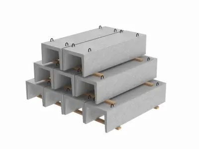 Concrete Trench On Wood Planks 3D model
