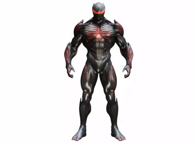 Crysis Nanosuit 3D Model - Muscular Black Red Glowing Veins  Low-poly 3D model