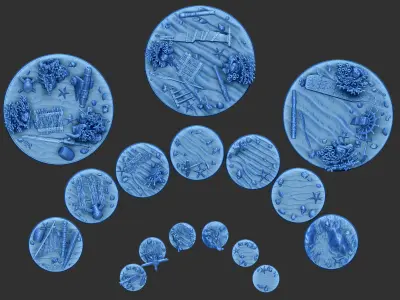 PACK 3 - 16 MINIATURE BASES  25mm 50mm and 100mm 3D Print Ready 3D print model