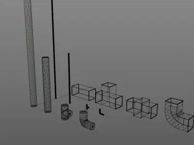 Modular industrial pipeline PBR Low-poly 3D model Low-poly 3D model