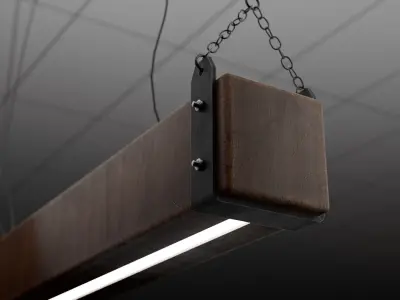 Natural Solid Wood Indoor Lighting Fixture Low-poly 3D model