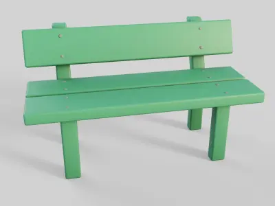Cartoon Bench 4 Low-poly 3D model
