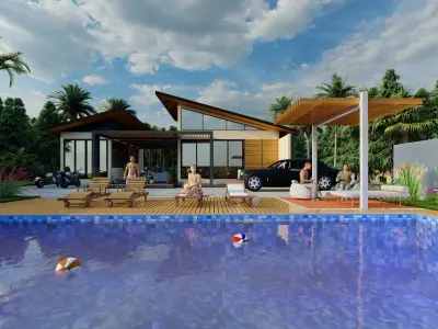  Exterior resort Scene Sketchup Model by  forest area 3D model