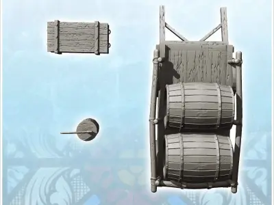 Medieval equipment set with cart crate and axe 1 - Medieval Goth 3D print model