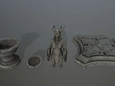 angel fountain Low-poly 3D model